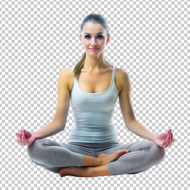 PSD inner peace woman in mindfulness yoga pose