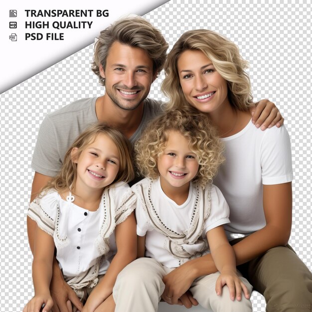 PSD innocent white family ultra realistic style white backgro