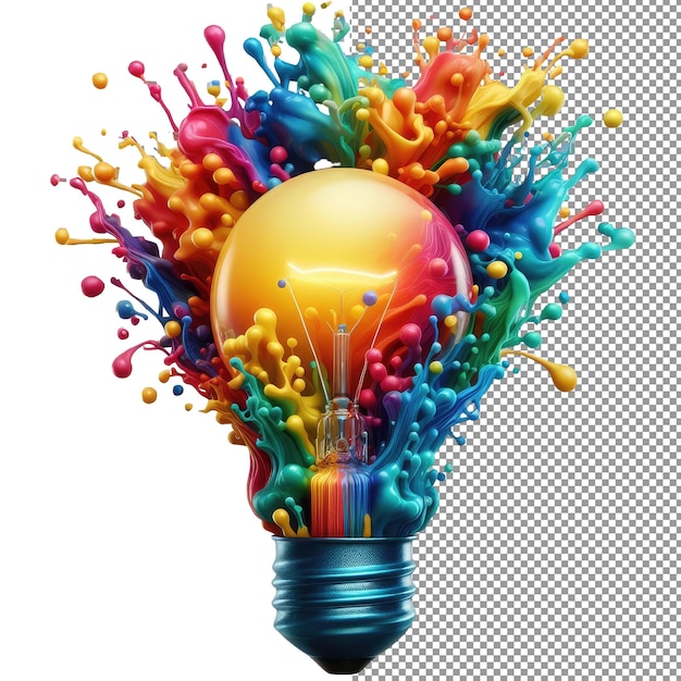 PSD innovation rainbows isolated bulb in png splendor