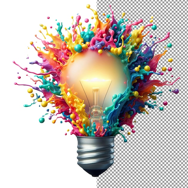 PSD innovation rainbows isolated bulb in png splendor