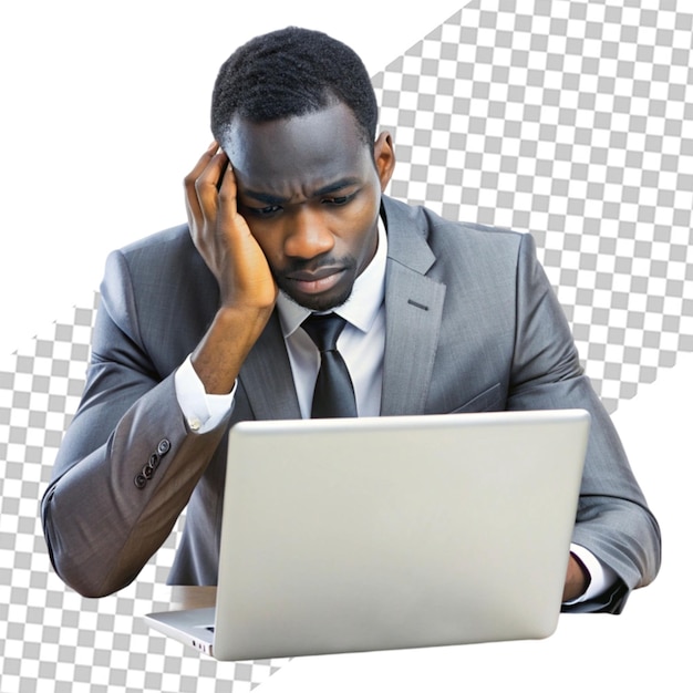 innovation at work young african american executive engaged in virtual meeting isolated on white