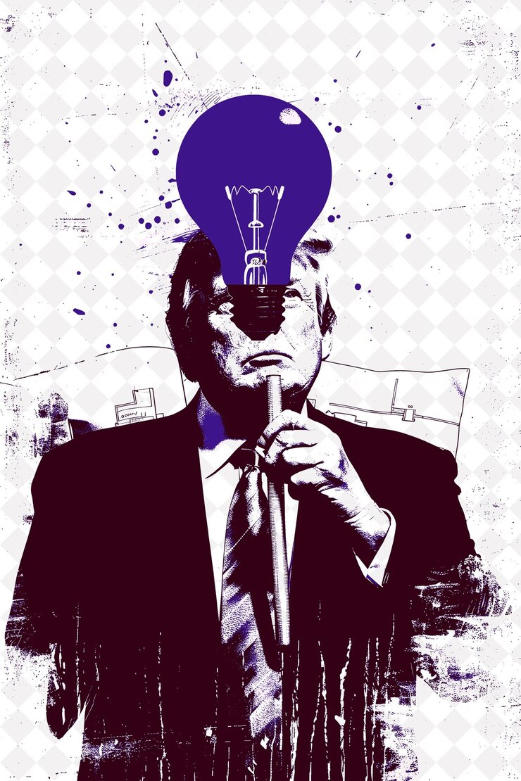 PSD innowacyjny portret kandydata na prezydenta z czerwoną ilustracją kampanii wyborczej