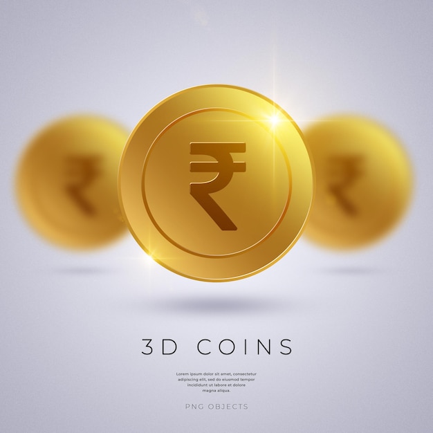 PSD inr indian rupee coin background in blur style 3d