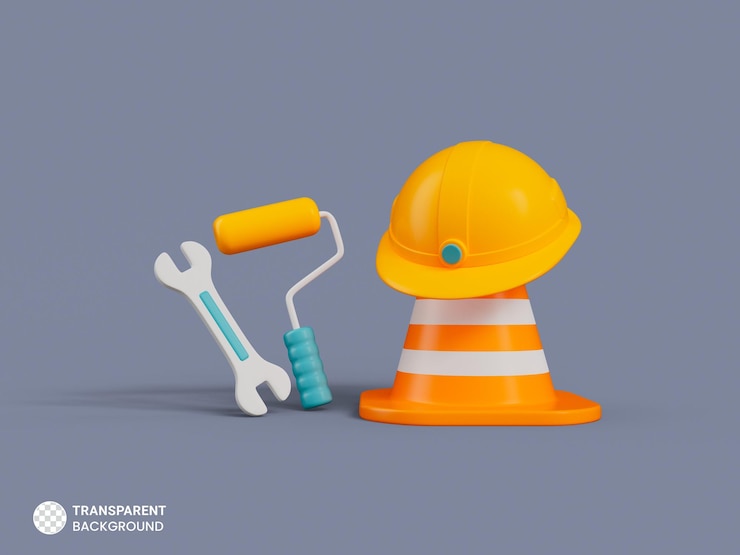 PSD i̇nşaat aletleri ikonu 3d render illüstrasyon