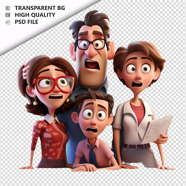 PSD insensitive american family 3d cartoon style witte achtergrond