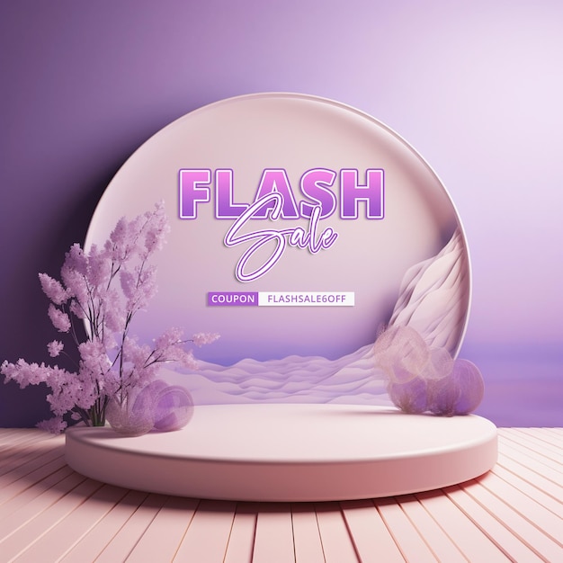 PSD inspirational display nature inspired 3d podium with purple background