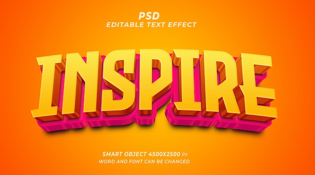 背景を持つ 3 d PSD 編集可能なテキスト効果の Photoshop テンプレートをインスパイアします。