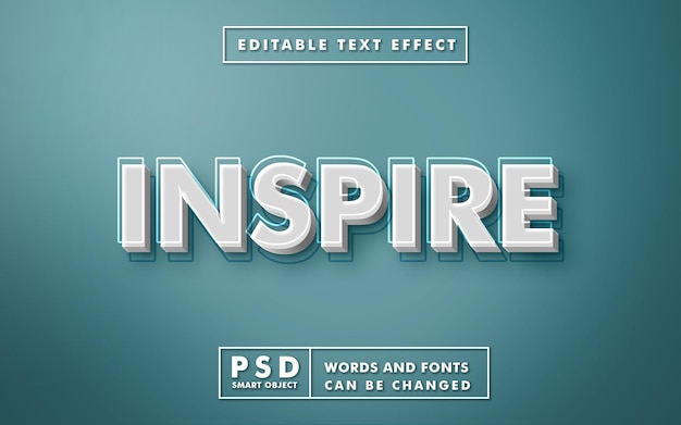 Inspire 3d text effect template premium psd