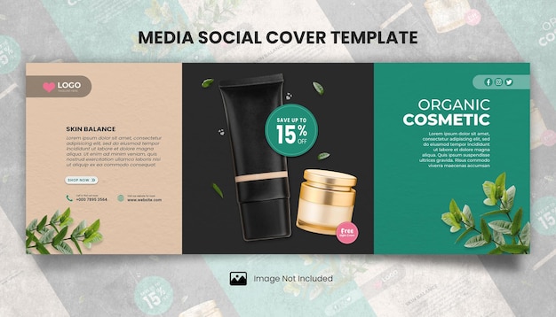 PSD inspire your followers to go green use our organic cosmetic social media cover layout