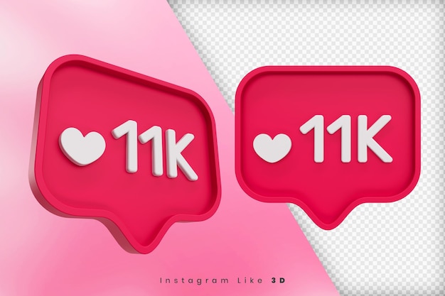 PSD instagram 11k like 3d render isolated premium psd