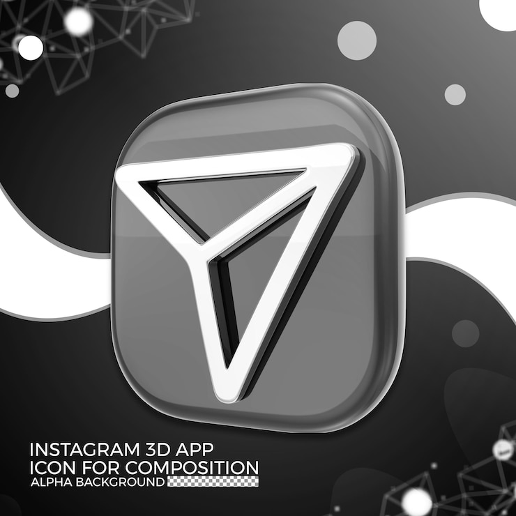 PSD instagram 3d app icon for composition 