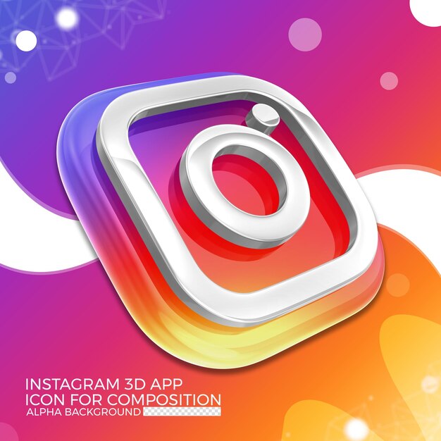 Instagram 3d app-pictogram voor compositie