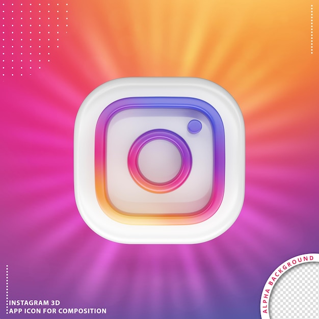 Instagramの3dアプリケーションボタンホワイト