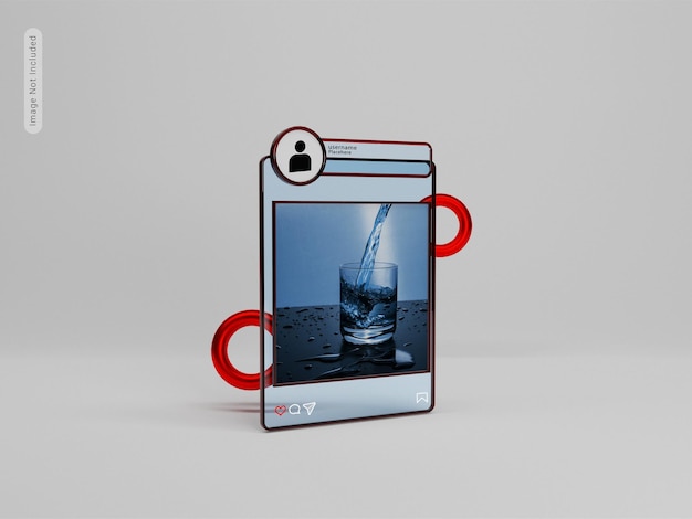 Mockup di interfaccia utente trasparente in vetro 3d di instagram