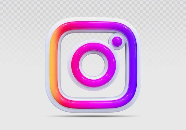 Rendering di icone 3d di instagram concept creative