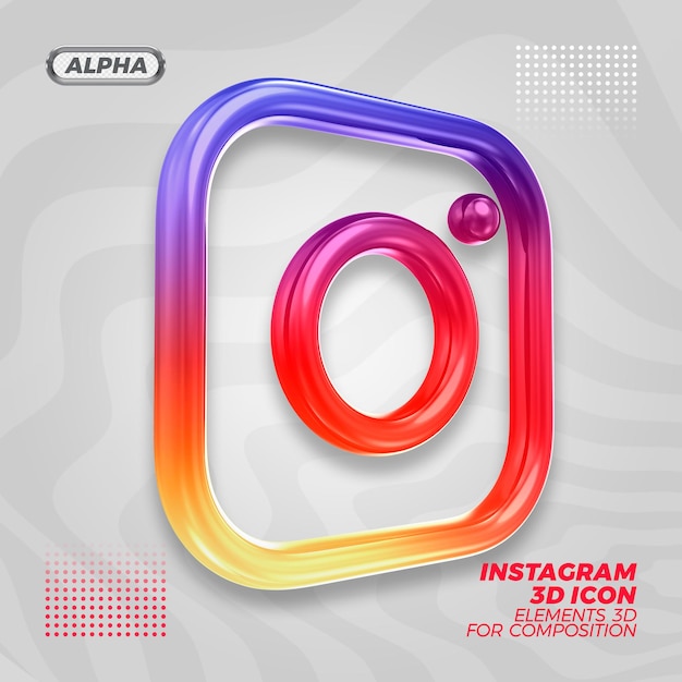 Rendering di rendering di icone 3d di instagram