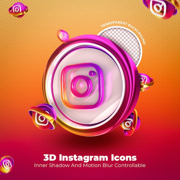 Instagramの3dアイコンソーシャルメディア透明な背景