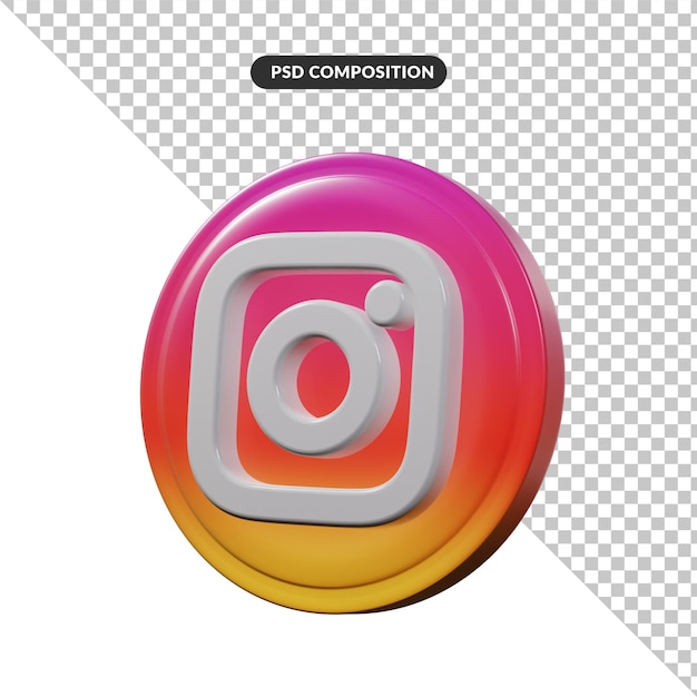 Instagram 3d rendering logo application isolated