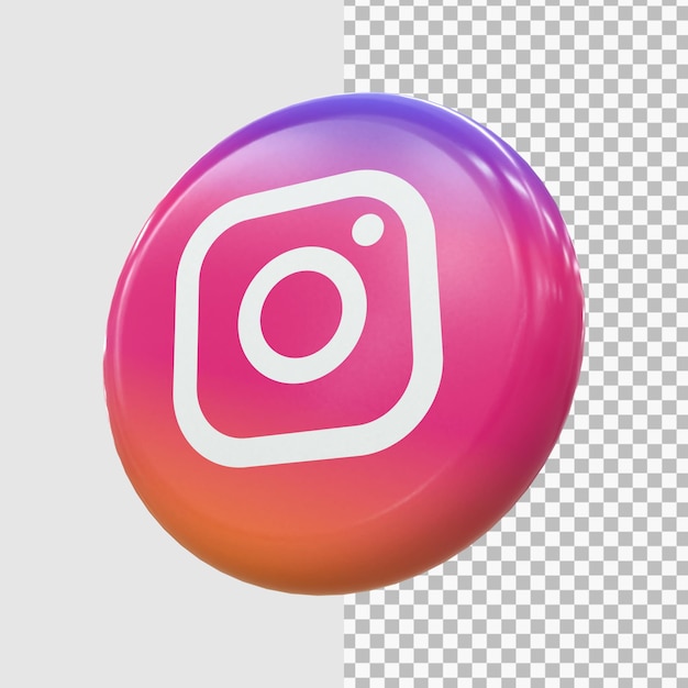 Icona instagram 3d social media icona 3d lucida colorata rendering 3d per la composizione