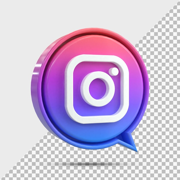 Instagram 3d Social Media icon Colorful glossy 3d icon concept 3d rendering for composition