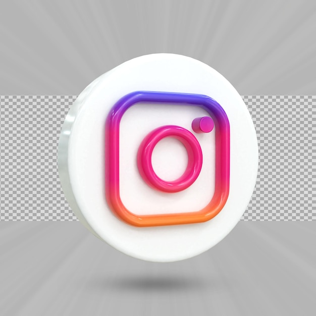 Icona instagram 3d social media icona 3d lucida colorata rendering 3d per la composizione