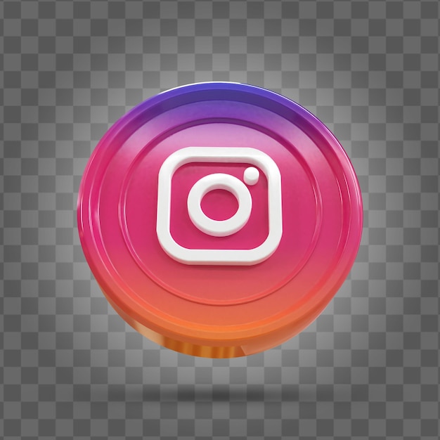 PSD icona instagram 3d social media icona 3d lucida colorata rendering 3d per la composizione