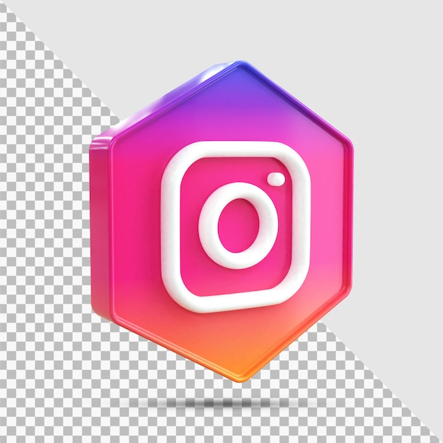 PSD instagram 3d 소셜 미디어 아이콘 다채로운 광택 3d 아이콘 개념 컴포지션에 대한 3d 렌더링