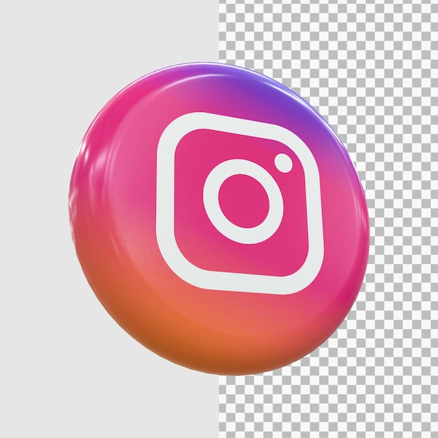 Instagram 3d Social Media Ikona Kolorowa Błyszcząca Ikona 3d Koncepcja Renderowania 3d Dla Kompozycji