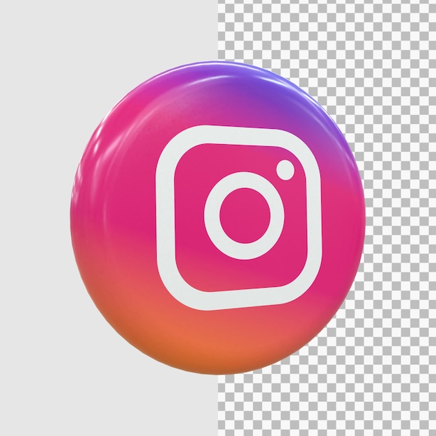 Instagram 3d Social Media Ikona Kolorowa Błyszcząca Ikona 3d Koncepcja Renderowania 3d Dla Kompozycji