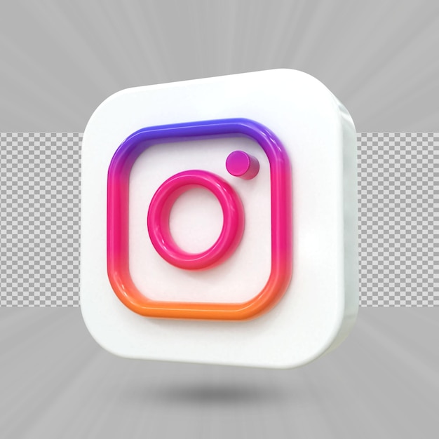 Instagram 3d Social Media-pictogram Kleurrijke glanzende 3d pictogramconcept 3D-rendering voor compositie