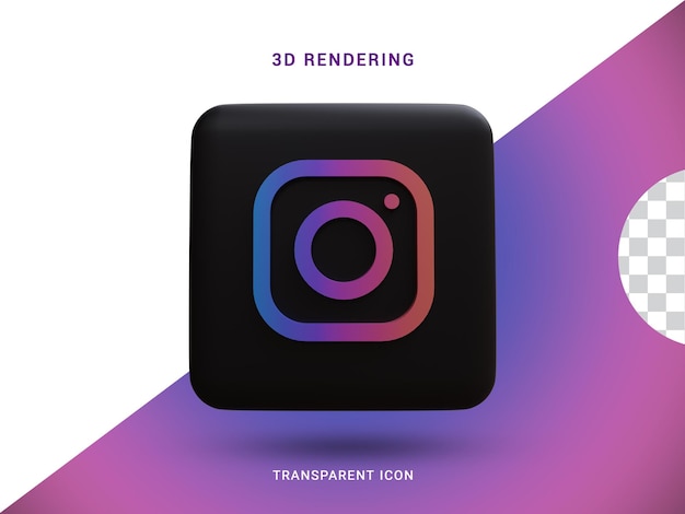 Instagram 3D social media rendering Icon for composition