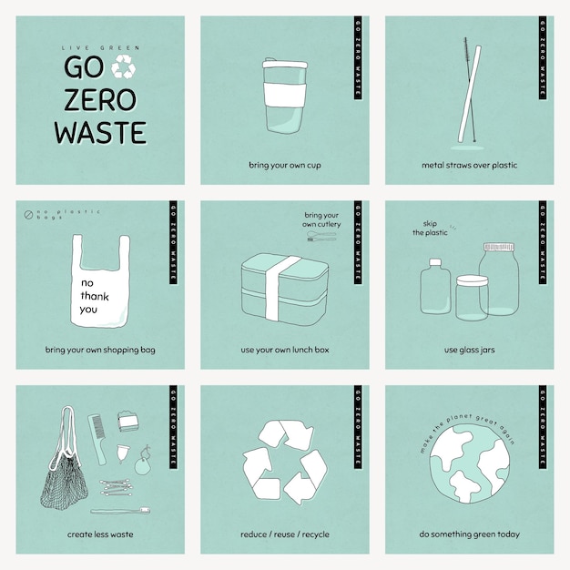 PSD instagram ad template psd for zero waste set