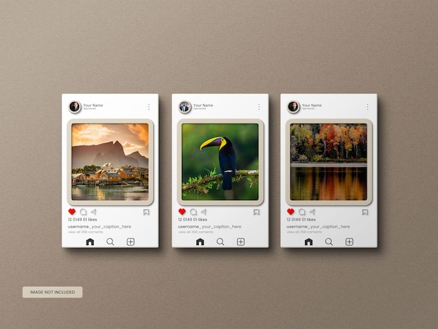 Mockup dell'interfaccia dell'app di instagram