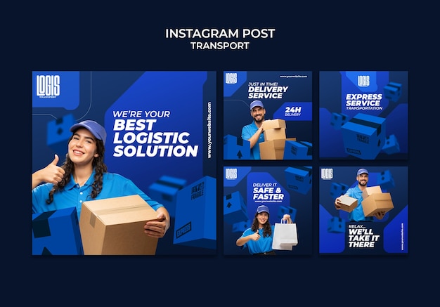 PSD instagram-berichten van de transportdienst