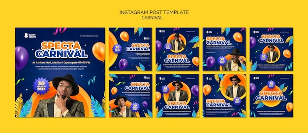 PSD instagram-berichten voor carnavalsentertainment