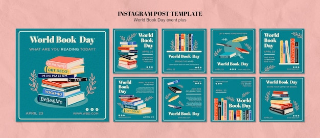 Instagram-berichten voor de viering van de Wereldboekendag