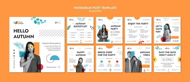 PSD instagram-berichten voor het herfstseizoen