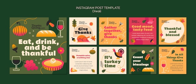 PSD instagram-berichten voor thanksgiving-viering