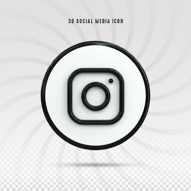 Instagram черно-белый глянцевый 3d логотип и социальные сети 3d icon design