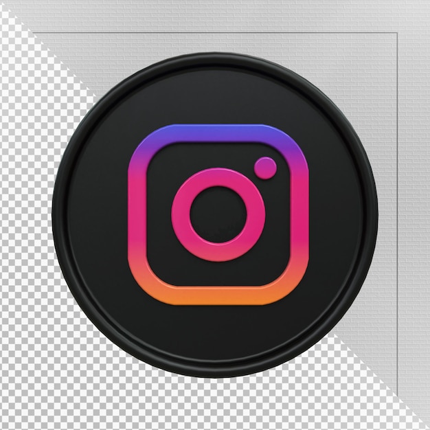 PSD instagram 검은 광택 3d 로고 및 소셜 미디어 3d 아이콘 디자인