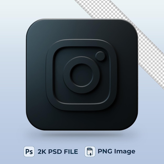 Instagram black social media 3d icon for ui design