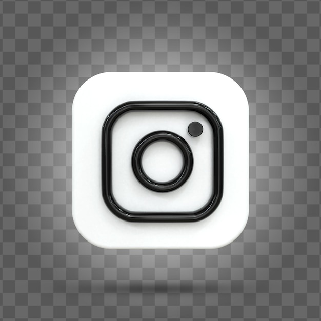 PSD instagram black and white glossy logo and social media icon design