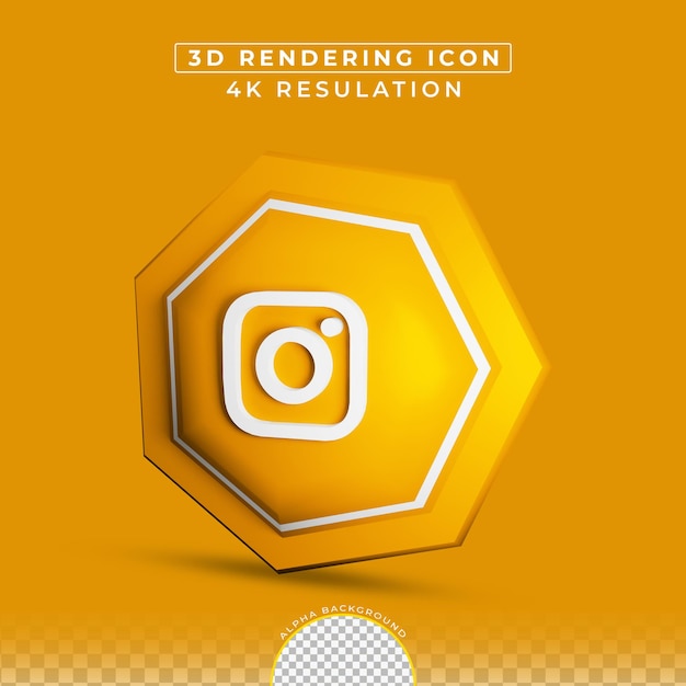 PSD 3d 렌더링의 instagram 버튼 소셜 미디어