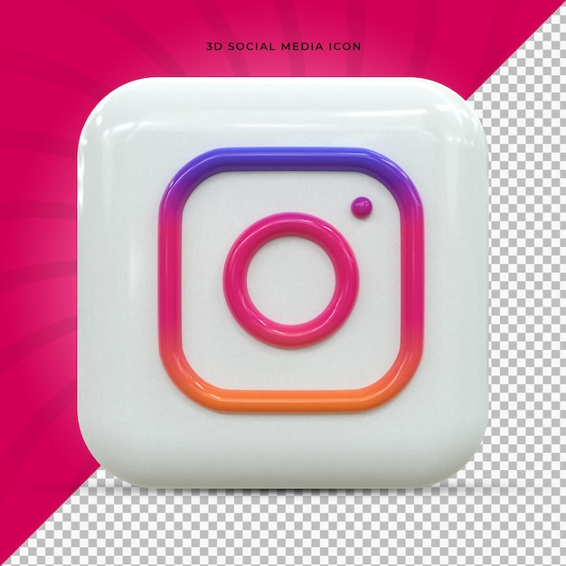 Logo 3d lucido colorato di instagram e design dell'icona 3d dei social media