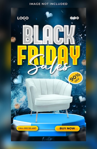 PSD instagram and facebook story template for black friday sale