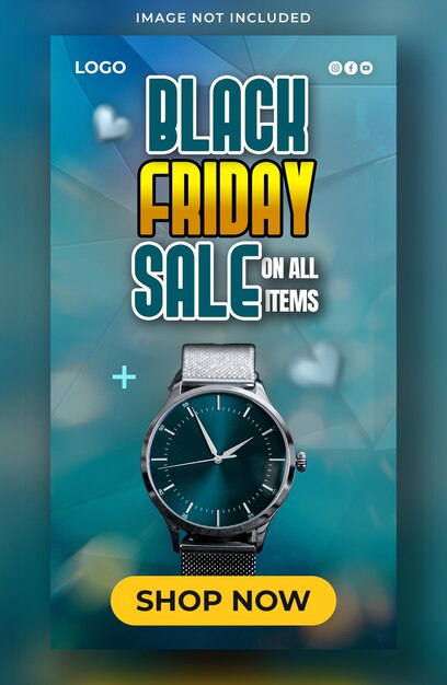 PSD modello di storia di instagram e facebook per i saldi del black friday