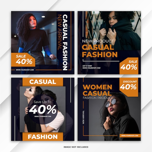 PSD instagram feed post bundle fashion template