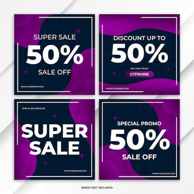 PSD instagram feed post bundle super sale template