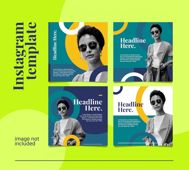 PSD instagram feed post bundles colorfull black and with dynamic style
