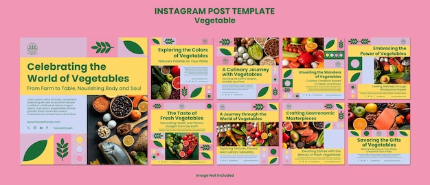 Instagram feed template supermart vegetable sale pastel color